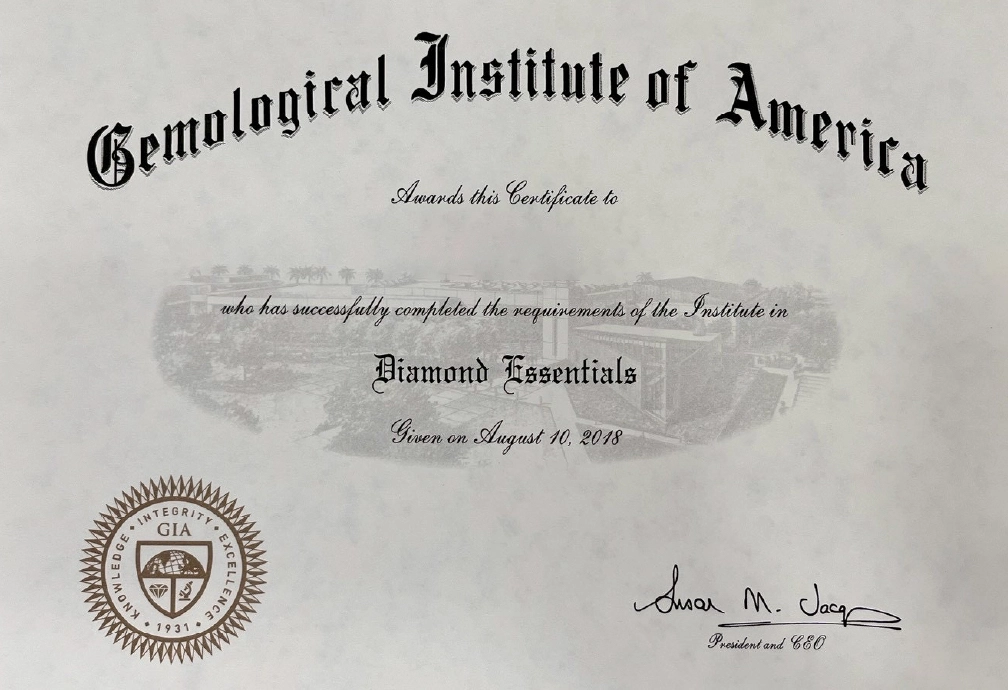 珠寶專業認證證書